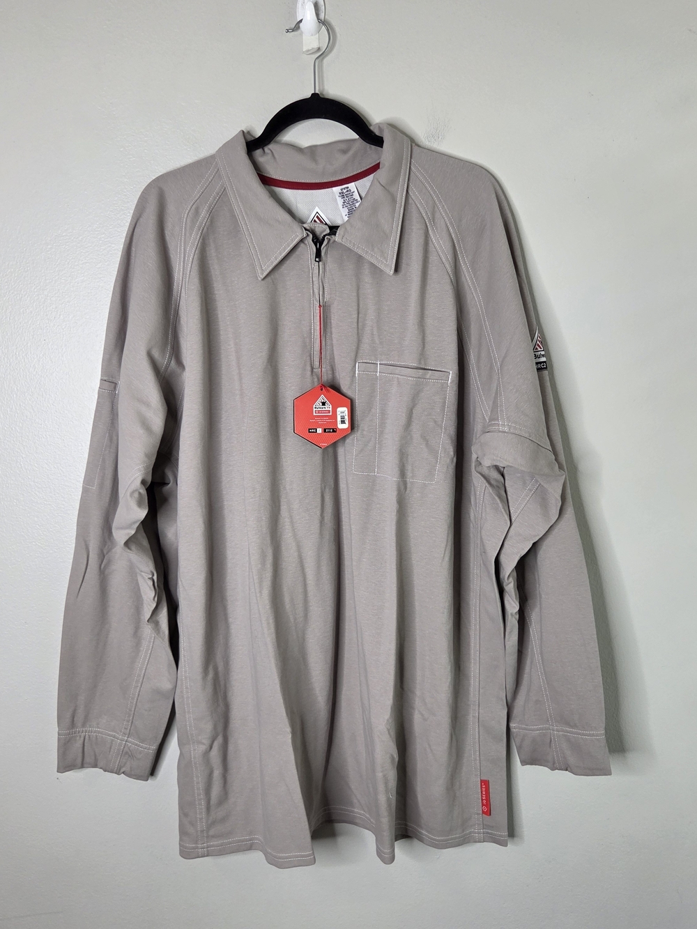 Bulwark Comfort Knit FP IQ Series HRC2 2112 Taupe 1/4 Zip LS Polo Work Shirt
